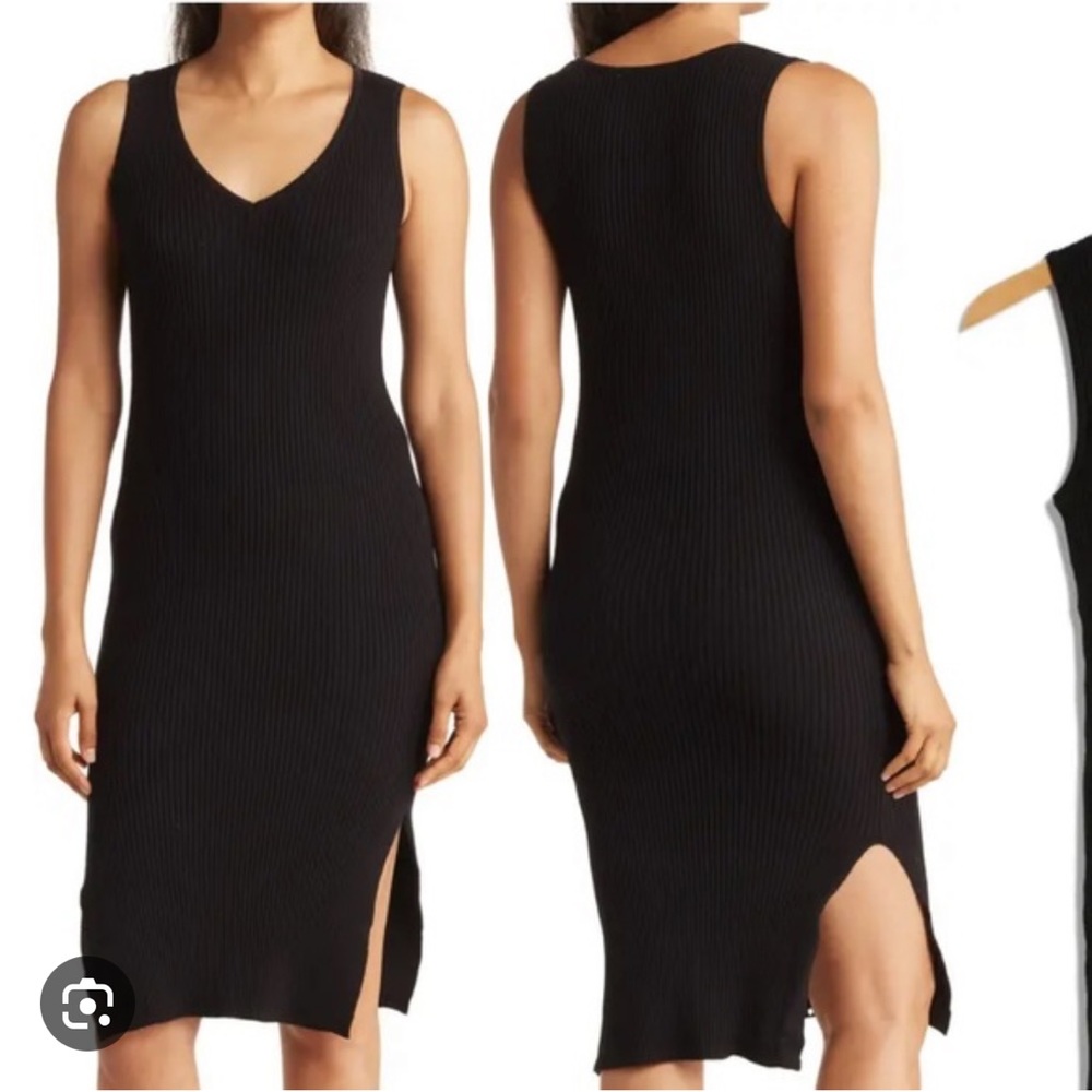 Ribbed Black Midi Dress
